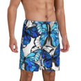 thumbnail image 2 of Sikiie Blue and White Butterflies Mens Pajama Shorts, Lightweight Lounge Pant with Pockets Soft Sleep Pj Shorts for Men, 2 of 6