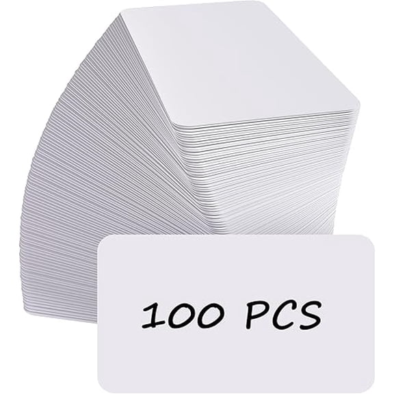 100Pcs Blank Business Cards, 3.5" x 2" Kraft Paper Note Card, 300 GSM White Cardstock, Thank You Cards, Small DIY Message Card for Business