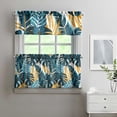 thumbnail image 1 of Hibiscus and Palm Leaf Kitchen Curtains 27.5x24 Inch, 3 Piece Polyester Set with Valance and Tiers, Summer Window Treatment for Beach Themed Home, 1 of 5