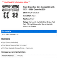 thumbnail image 2 of Front Brake Pad Set - Compatible with 1979 - 1986 Chevy C20 1980 1981 1982 1983 1984 1985, 2 of 2