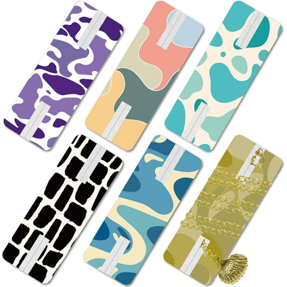 6 PCs Portable Tangle-Free Jewelry Organizer Black Travel Tangle-Free Necklaces Organizer Necklace Card Holder Universal Jewelry Storage Case