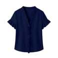 thumbnail image 4 of Guluxicc Women's Blouses Dressy Boho Casual Ruffle Short Sleeve Tops Business Outfits Ladies Summer 2025 Trendy Work Shirts, 4 of 6