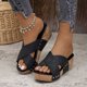 thumbnail image 2 of Bmisegm Women Summer Solid Slip on Casual Open Toe Wedges Comfortable Beach Shoes Sandals Slippers Sandals Women Summer Black 8, 2 of 9