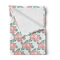 thumbnail image 2 of Floral Soft Flannel Fleece Throw Blanket, Delicate Pastel Color Spring Flower Peonies Plain Background, Cozy Plush for Indoor and Outdoor Use, 50" x 60", Coral Teal, by Ambesonne, 2 of 5