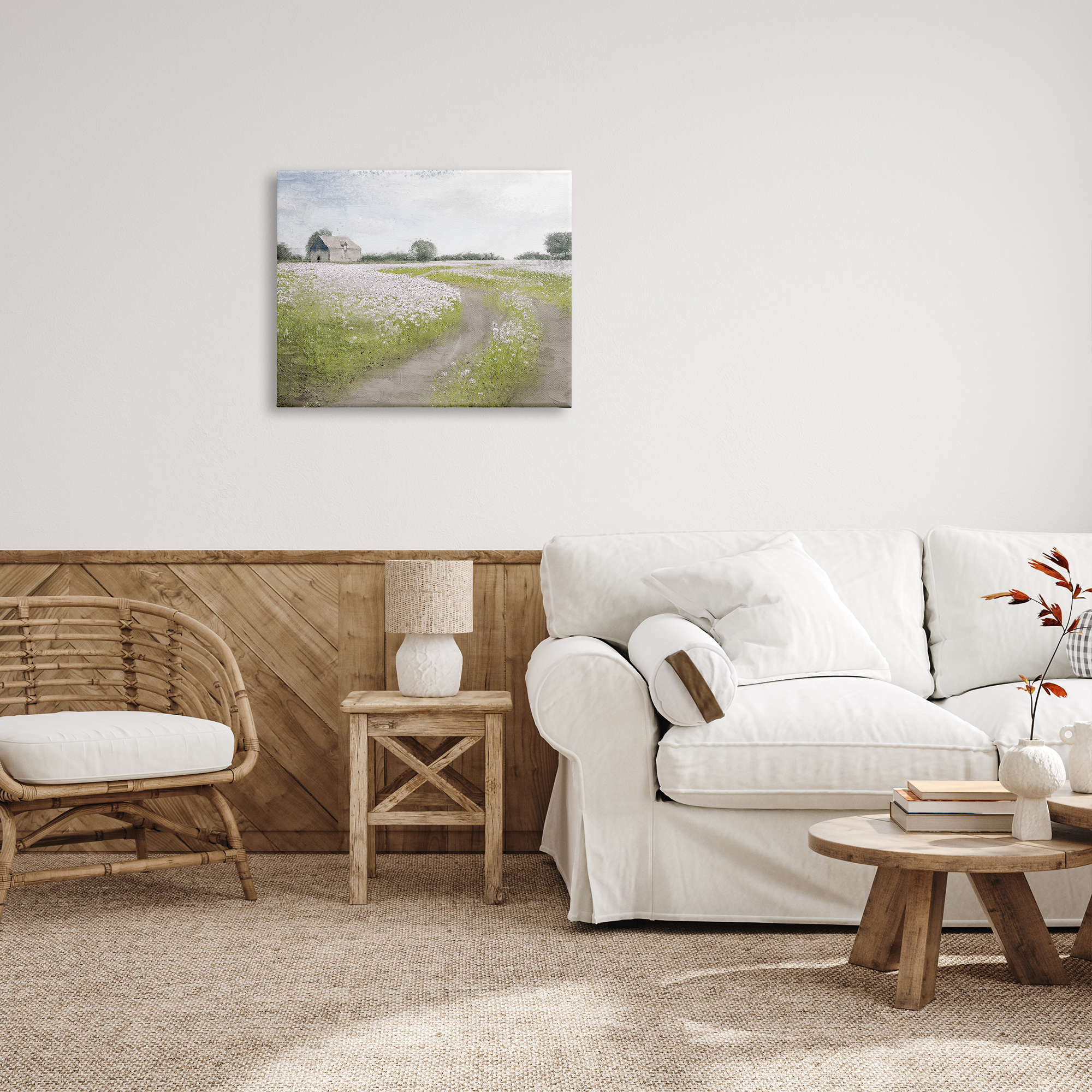 Stupell Industries Peaceful Country Road Rural Flower Buds Blooming Painting Gallery Wrapped Canvas Print Wall Art, Design by Kim Allen