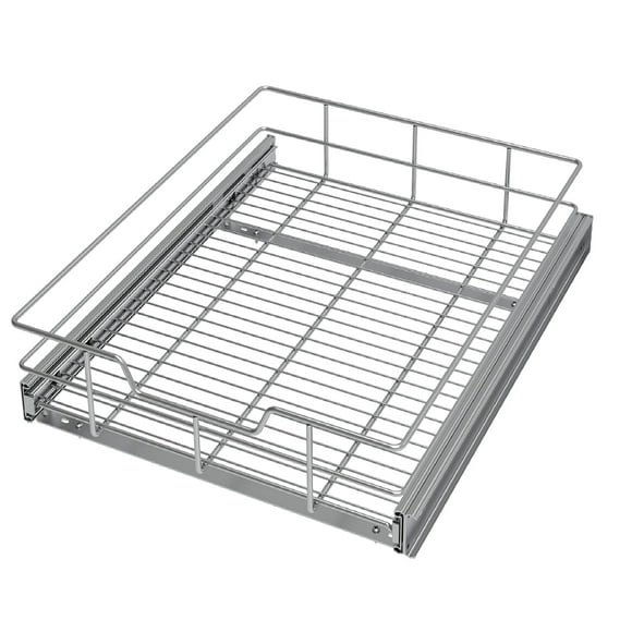 STORKING Cesta de alambre de 1 nivel, estante extraíble, organizador de almacenamiento para cajones para gabinetes bajos de cocina, cromado (17 x 22 x 5,3 pulgadas, 1 nivel)