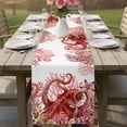 thumbnail image 4 of Ocean Red Octopus Table Runner - 72 Inch Long Coastal Coral Beach Nautical Starfish Cotton and Linen Blended Dress Scarves Farmhouse Table Runner for Kitchen Dining, Coffee Table, 13" x 72", 4 of 8