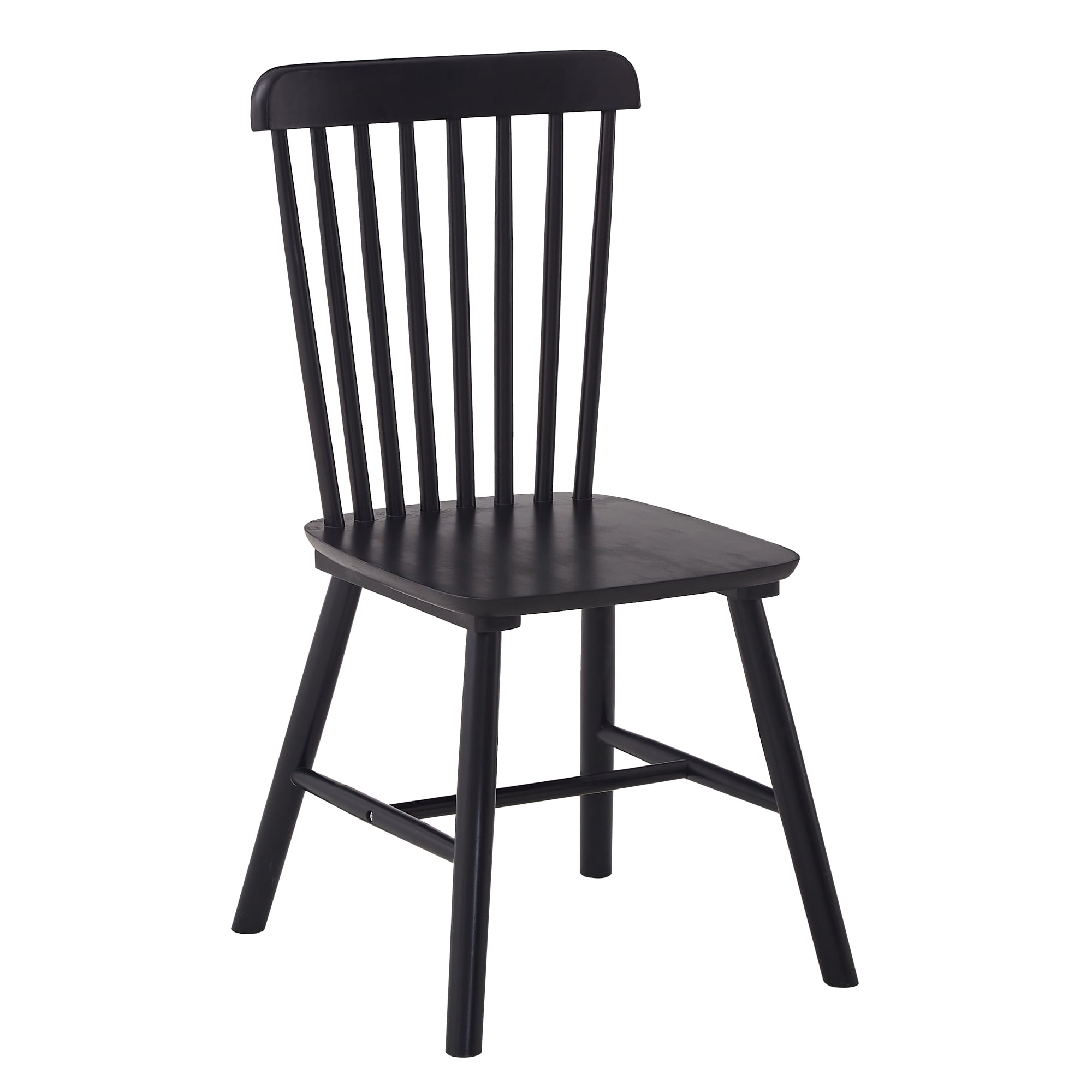 GARITIN Dining Chairs Set of 4, Solid Rubber Wood Kitchen Chairs with Curved Backrest and Rounded Edges for Dining Room, Black