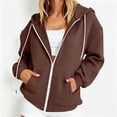 thumbnail image 4 of Atogsazn Womens Fleece Oversized Hoodies Casual Full Zip Long Sleeve Hooded Sweatshirt Fall Winter Tops Brown S Fashion, 4 of 6