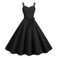 thumbnail image 2 of Joernso Vintage Women Dress A-line Big Swing Solid Color Backless Spaghetti Strap 50s Bow Decor Prom Cocktail Party Wedding Midi Dress Evening Dress, 2 of 7