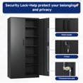 thumbnail image 5 of AUHUP 72" Metal Cabinet with Locking Doors and 5 Adjustable Shelves, Black Garage Storage Cabinet for Warehouse, Basement, Home Office, Tool File Storage Utility Cabinets, 5 of 9