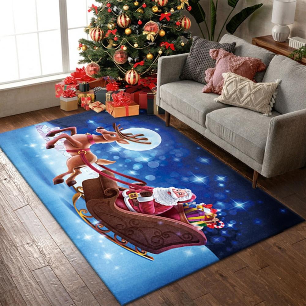 Christmas Area Rug Holiday Kitchen Santa Floor Antiskid Mat Bedroom Carpet Nice 