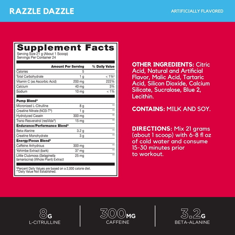 BSN N.O.-XPLODE Vaso Pre Workout Mix, Pro Muscle Gain, Razzle