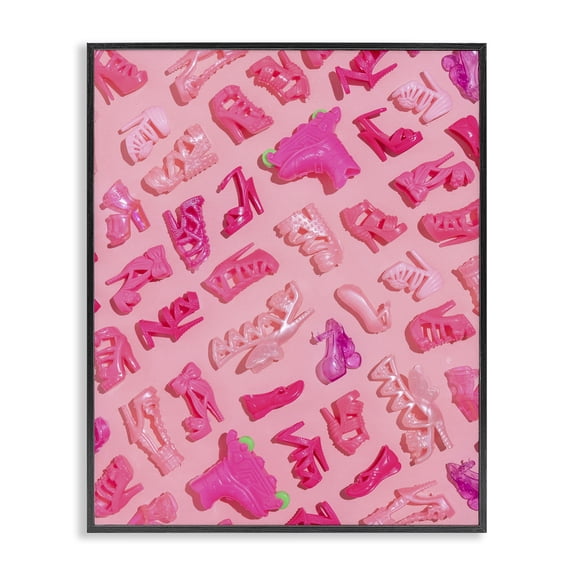 Stupell Industries Tiny Doll Shoes Pink Black Framed Giclee Art, design by LISH Creative