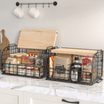 thumbnail image 2 of 2 Set Stackable Wire Basket with Openable Top, Kitchen Counter, Pantry Organizer and Storage Produce Onion Potato Fruits Vegs Bread Food Snack Spice Organizing Bin for Cabinet Shelf Countertop Floor, 2 of 8