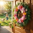 thumbnail image 2 of Yastouay 24 Inch Spring Wreath for Front Door, Summer Wreath With Artificial Hydrangeas and Peony for Farmhouse Decor, 2 of 9