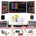 thumbnail image 4 of KINSPORY 128 Pack Painting Colouring Art Set, Art Supplies with Drawing Easel, Wooden Case Gift for Artist Beginners Kids Girls Boys (Pink), 4 of 7