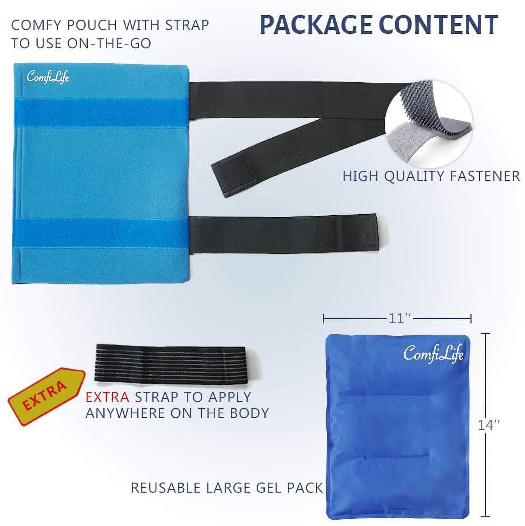 ComfiLife Ice Packs for Injuries – Reusable Hot & Cold Packs with Wrap – Flexible Gel Pack Ice Wrap for Back Pain, Knee, Shoulder, Neck, Ankle, Wrists – Heat & Cold Therapy Relief – Large