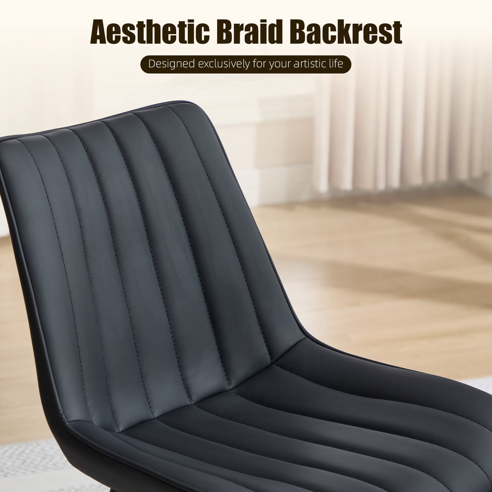 MOONMISS Dining Chairs Set of 4,Modern Style Dining Kitchen Room Upholstered Side Chairs,Black