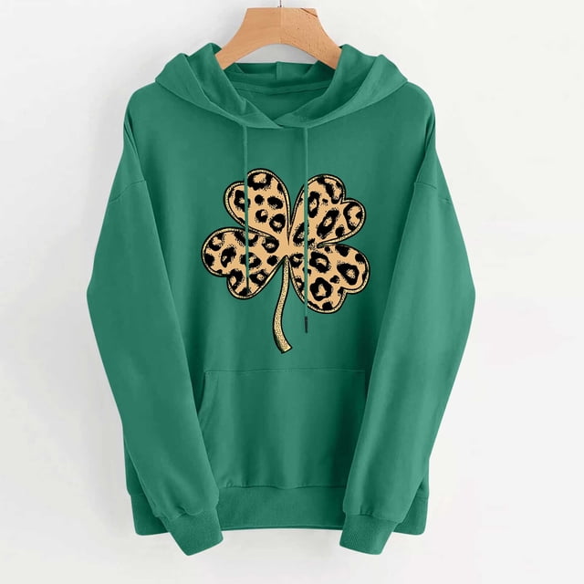 TaTaai Womens Holiday Print Hoodie Long Sleeve St Patricks Day Casual Pullover Loose Fit Fleece Sweatshirt (Order One Size Larger) Gift