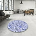 thumbnail image 3 of Ahgly Company Indoor Round Patterned Heavenly Blue Area Rugs, 4' Round, 3 of 6
