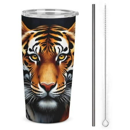 

20oz Insulated Stainless Steel Tumbler Tiger Face Illustration Double Wall Vacuum Travel Coffee Mug