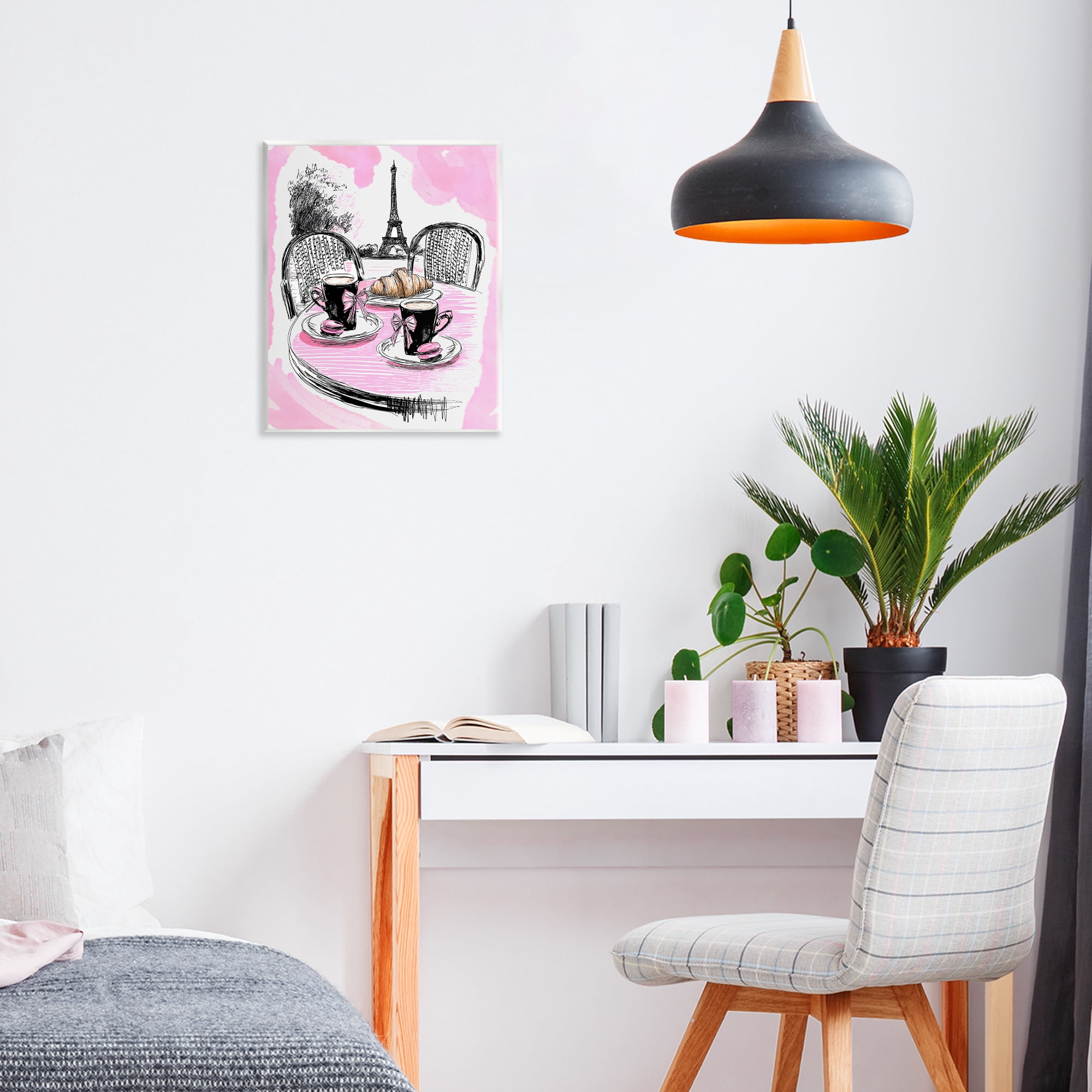 Stupell Industries Pink Parisian Cafe Breakfast Wall Plaque Art, design by Jess Stempel