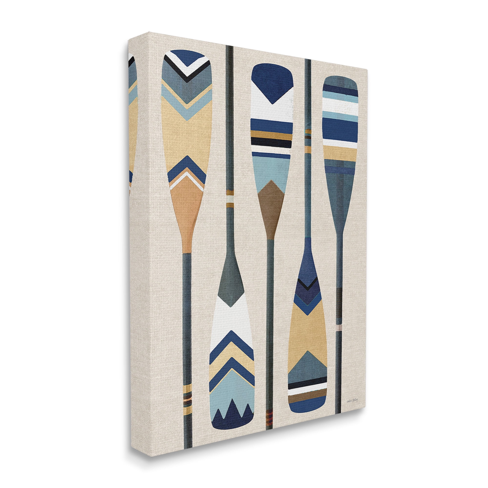 Stupell Industries Nautical Boat Oars Nature Painting Gallery Wrapped Canvas Art Print Wall Art, 30 x 40