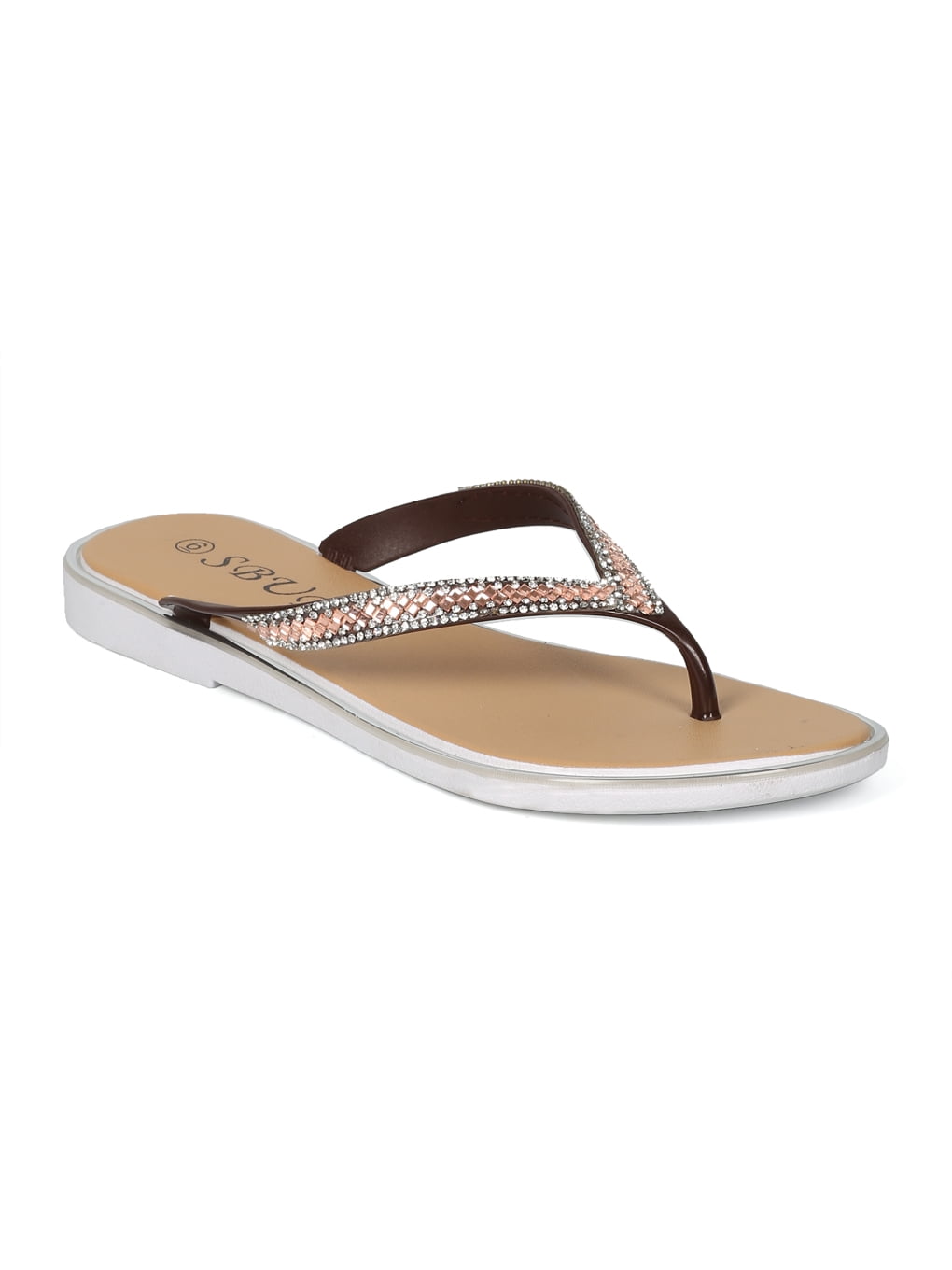 RHINESTONES THONG SANDAL IN BLACK SUEDE