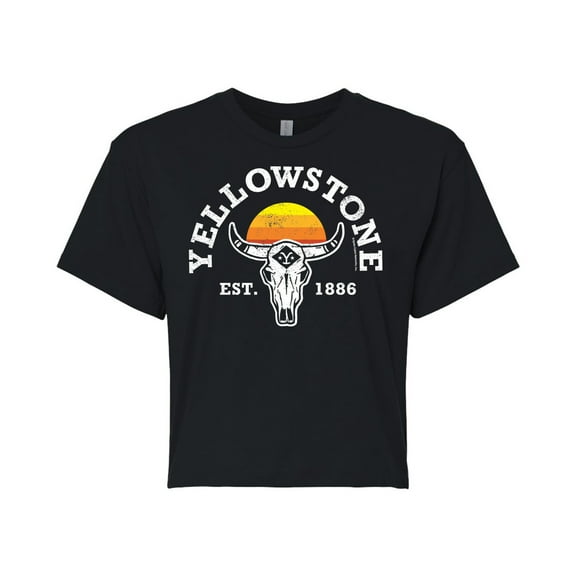 Yellowstone - EST 1886 - Juniors Cropped Cotton Blend T-Shirt