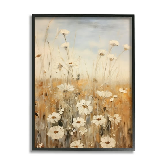 Stupell Industries Daisy Meadow Painting Botanical & Floral Painting Black Framed Art Print Wall Art, 11 x 14