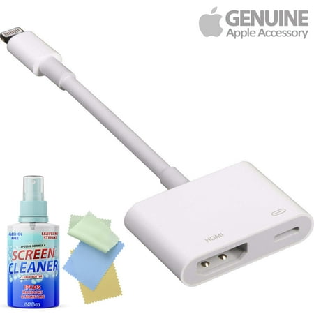 Apple Av Lightning Adapter Apple Lightning Digital Av Tv Adapter To Hdmi Port Iphone Ipad Air Converter With Free Cleaning Kit For Iphones/Ipads/Imacs ()