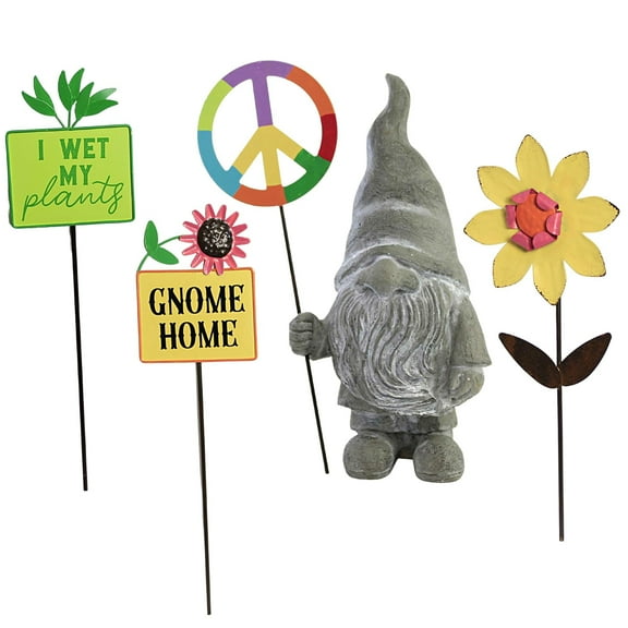 Home & Garden Gnome Statue With Signs Yard Decor Peace Home Flower Me17297
