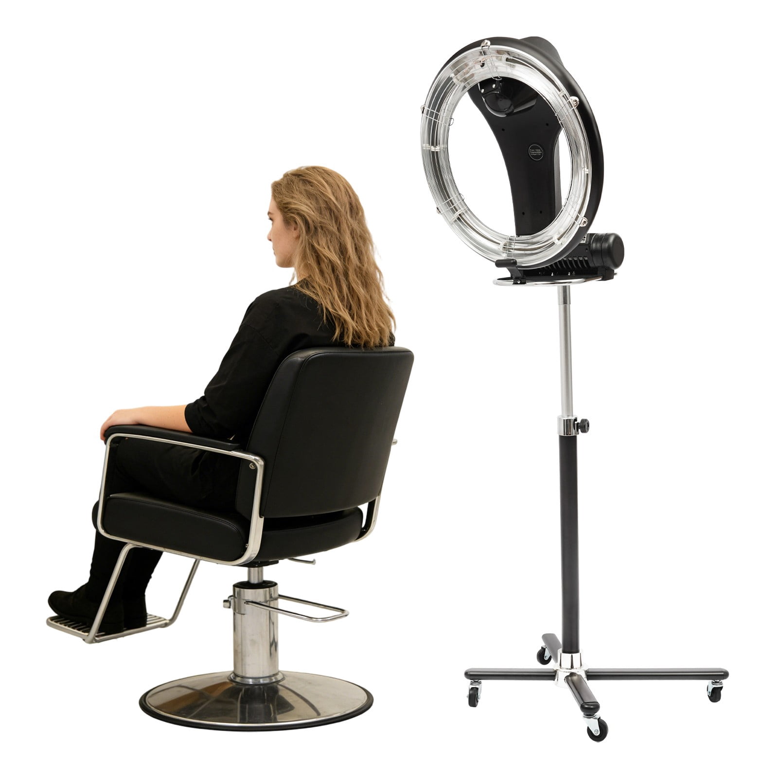 1 PCS Black Professional Orbiting Rotating Hair Dryer, Freestanding Hair Dryer, Multifunctional Hair Dryer, 1000W 110V