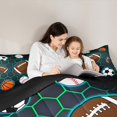 thumbnail image 5 of Manfei Football Rugby Print 7-Piece Twin Bedding Sets for Kid, Navy Green Honeycomb Bedding Comforter Set, Cartoon Ball Sports Reversible Sheet Sets, Microfiber Bedroom Decor, 5 of 8