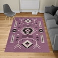 thumbnail image 2 of Southwestern Turkish Area Rug, Ethnic Illustration of a Zigzags Design Triangular Iconic Art Motifs, Soft Carpet for Living Room Decor with Distressed Look, 2.6' x 5', Eggplant Beige, by Ambesonne, 2 of 4