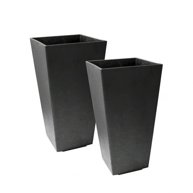 Tierra Verde Lot de 2 Jardinières Auto-Arrosantes de 20 Po pour Intérieur et Extérieur, Sonata, Noir