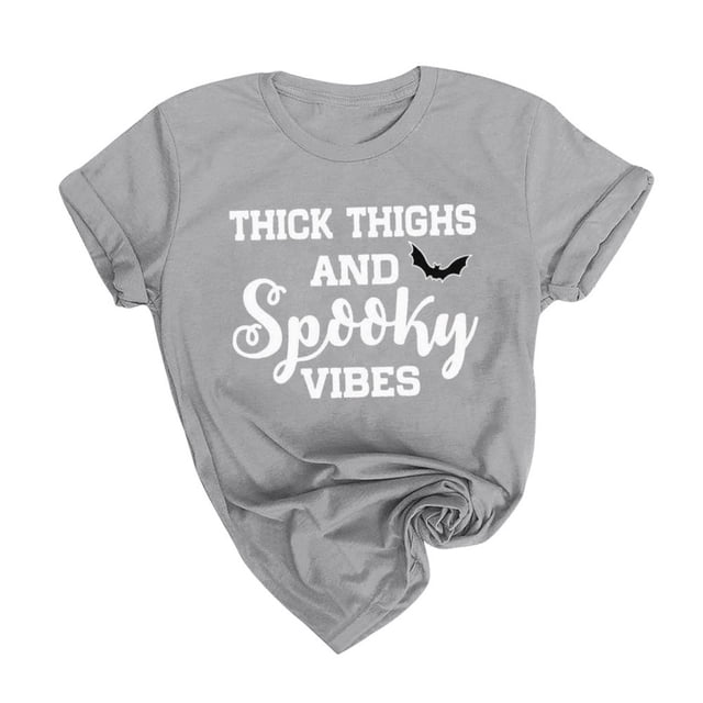 Femmes Décontracté Halloween Chemises d'Impression Manches Courtes Tee Tops Tunique Blouse EAN13