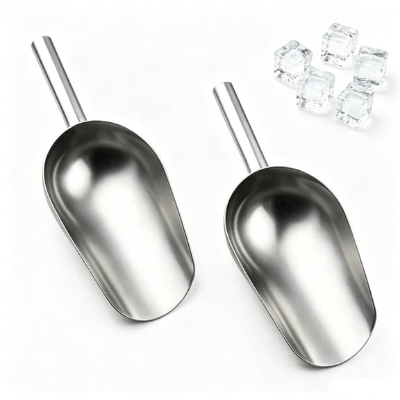 2Pack 6 Oz Ice Scoop, Small Stainless Steel Ice Scoop, Metal Utility Scoops for Ice Cube, Candy, Flour, Sugar, Nuts, Pet Dog Food Ice Scoopers for Canisters, Baking, Kitchen Pantry