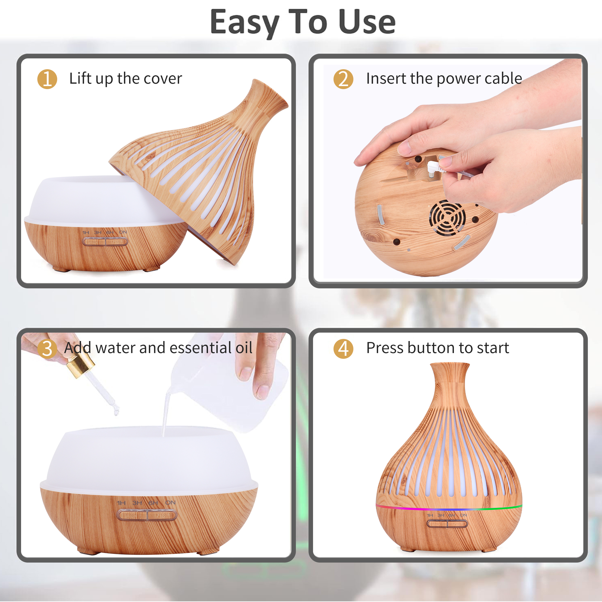 KAMIDA 500ml Essential Oil Diffuser with 6 Oil Set photo 5
