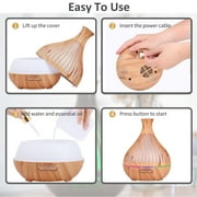 KAMIDA 500ml oil Diffuser with 6*10ml Essential Oil with Remote,Oil Air Humidifier Vaporizer with 7 Colors Lights for Large Room , Home, Office for Gift, Brown
