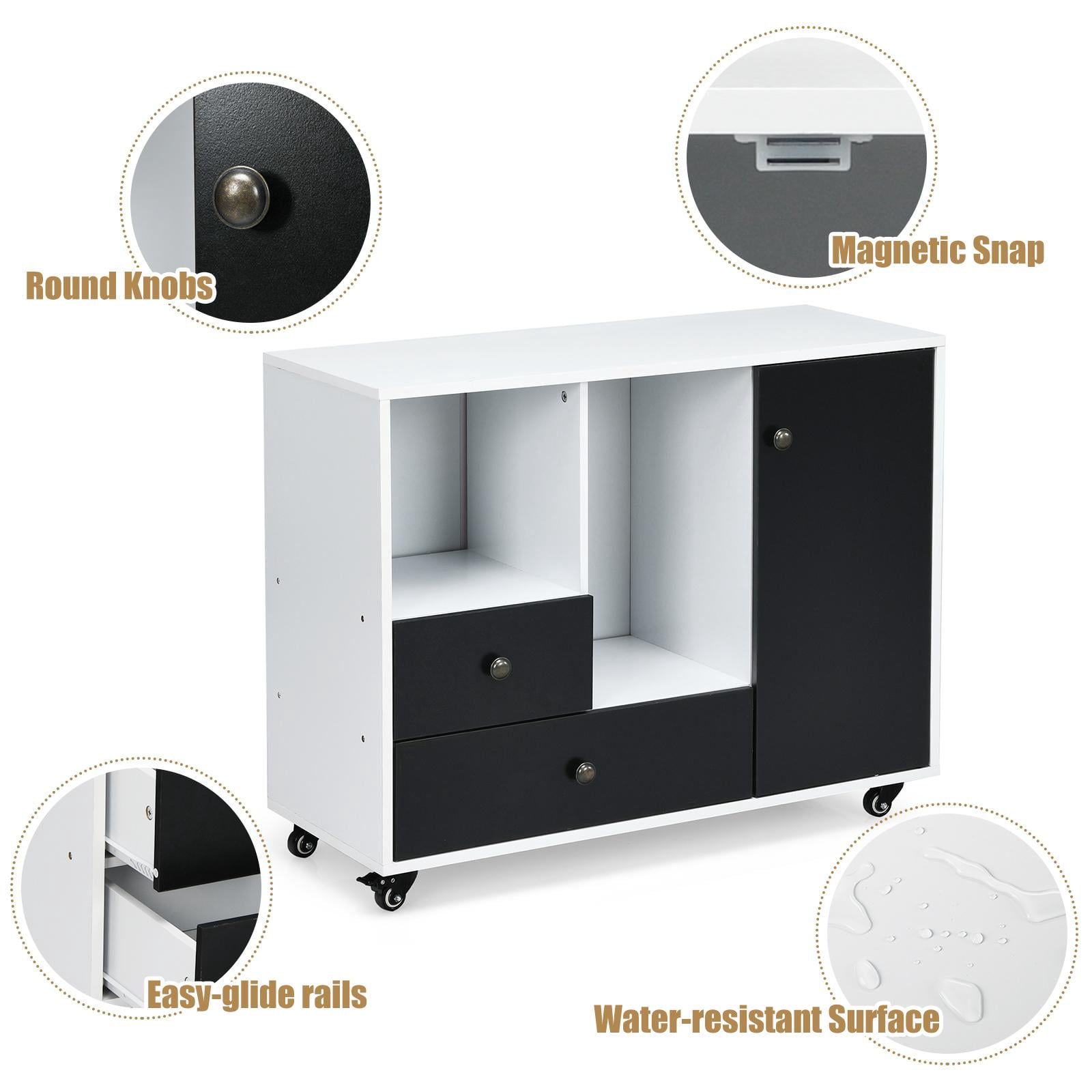 Giantex Mobile Lateral File Cabinet, Rolling Storage Office Printer Stand w/Lockable Wheels, Adjustable Shelves
