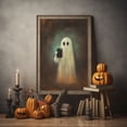 thumbnail image 4 of Cute Ghost Holding Smart Phone Print Poster, Halloween Poster, Cowboy Poster Print, Dark Academia, Halloween Decor, Cute Ghost Poster,Vintage Photography, 4 of 7