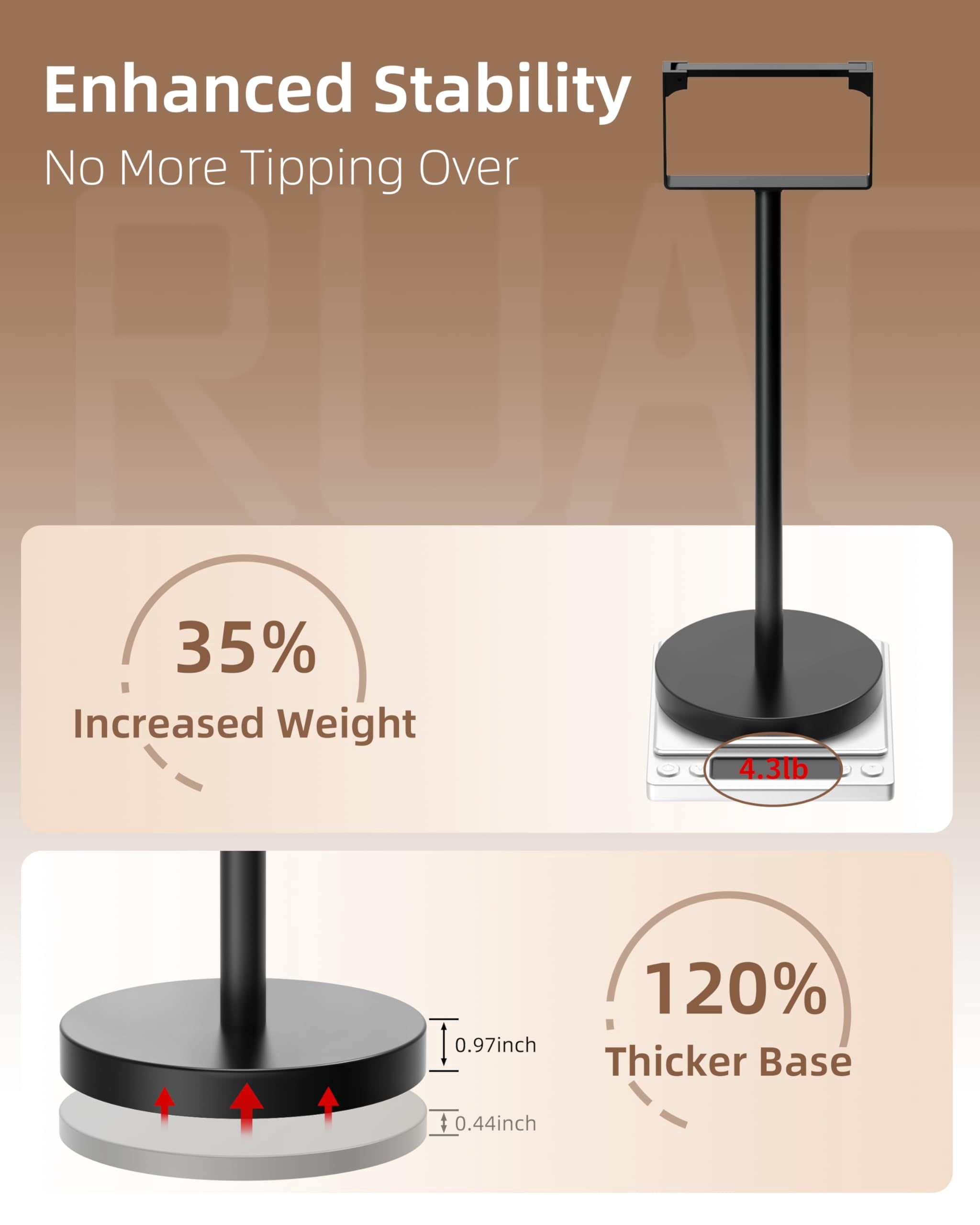 Toilet Paper Holder Stand, Magnetic Closure Toilet Paper Stand with Lift-Up Rotating Arm, SUS304 Stainless Steel Bathroom Toilet Paper Holder Free Standing, Weighted Base (Matte Black)