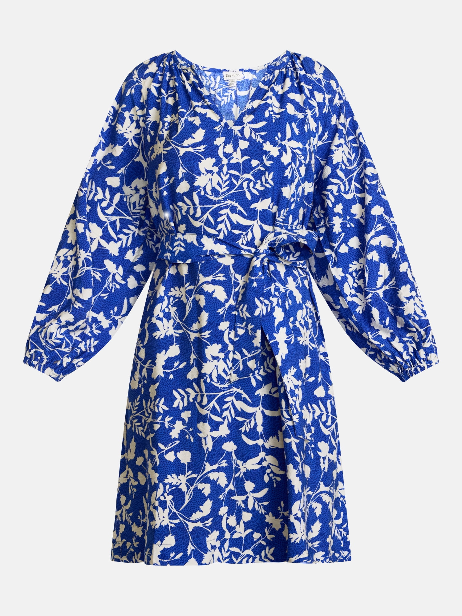 Scenario Women's and Women's Plus Mini Dress with Long Balloon Sleeves, Sizes XS-4X