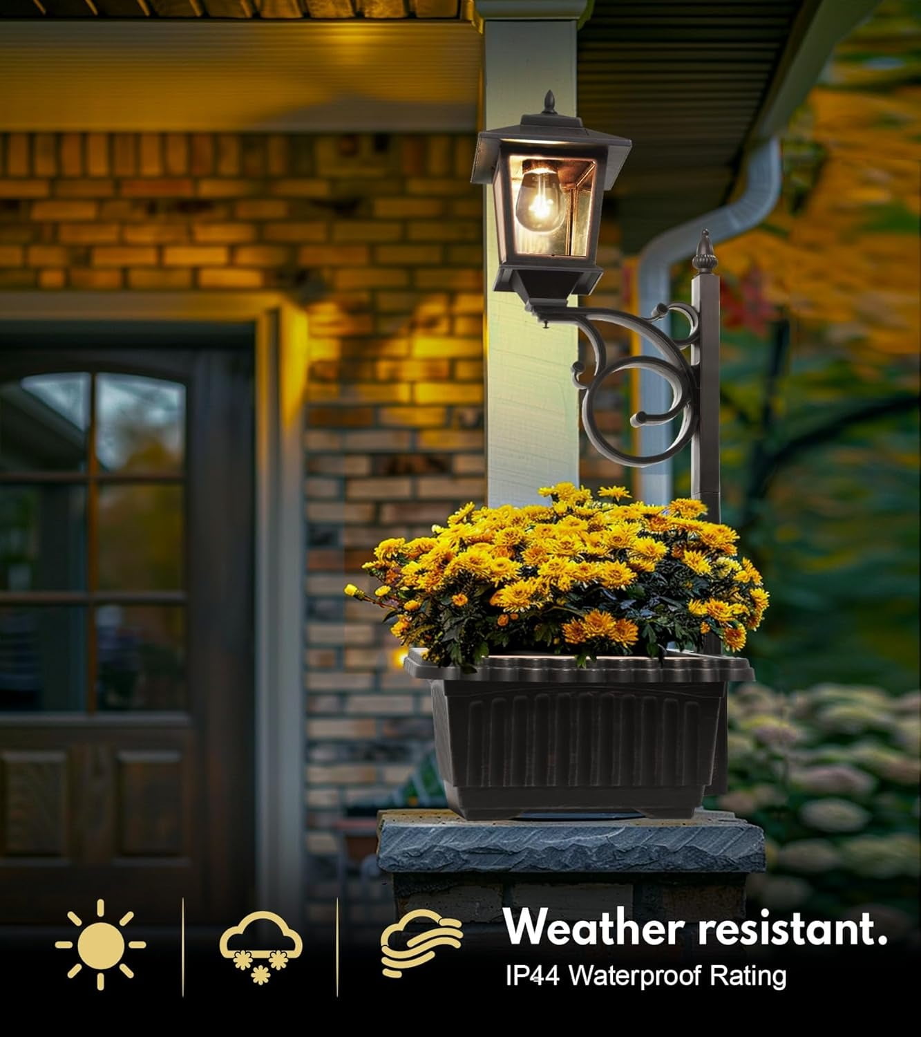 Solar Lamp Post with Planter - 20LM Glass Outdoor Light, Waterproof, Freestanding or Wall-Mounted for Lawn, Patio, Door
