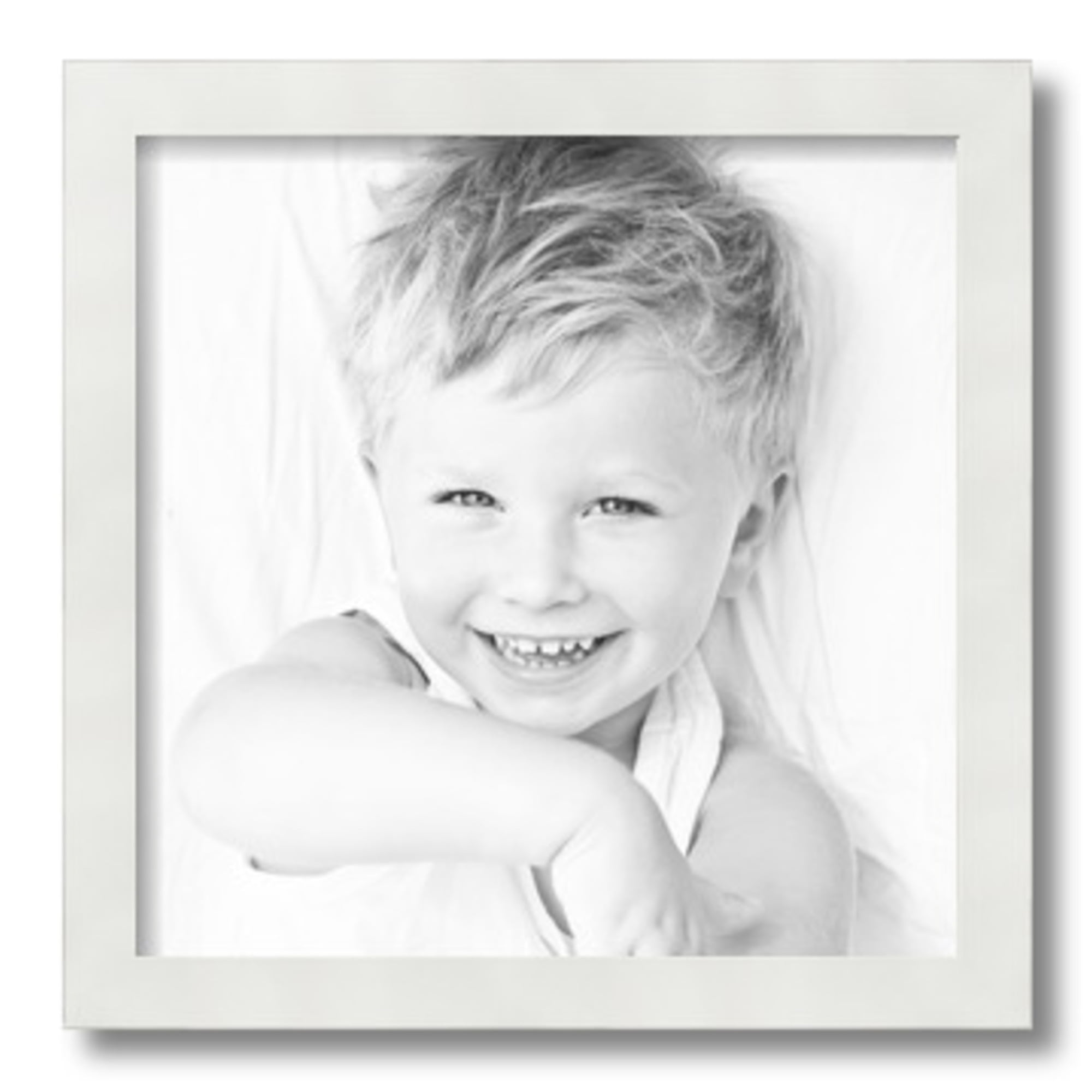ArtToFrames 14" x 14" White Satin Picture Frame, 14x14 inch White MDF Poster Frame (WOM-5179), 1 Pack