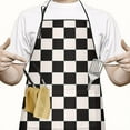 thumbnail image 2 of Black and White Checkered Pattern Apron-Garden Aprons for Women with Pockets-Cotton Linen Waterproof Kitchen Cooking Gardening Aprons Adjustable for Kitchen,Cooking,BBQ and Salon 33x27 Inch, 2 of 7