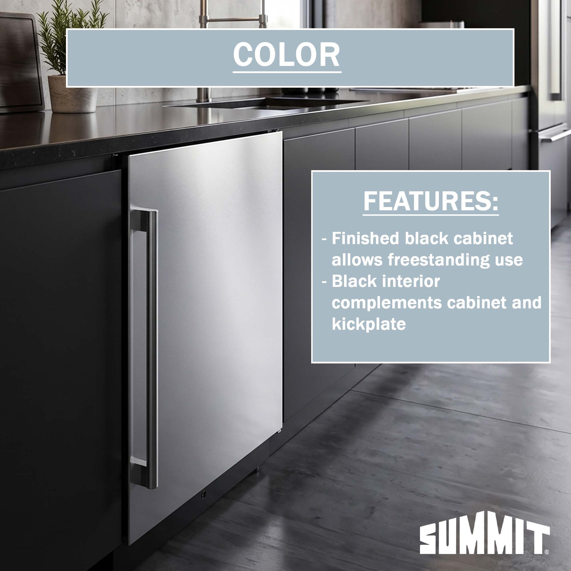 Summit 24 Inch Refrigerator Freezer, Undercounter, 3.2 cu.ft Capacity, Stainless Steel- FFRF5IM