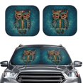 thumbnail image 2 of Honeii Owl In Blue Print Foldable Car Sun Shade for Windshield, 2-Piece UV Protection Shade, Protects Car Interior, Ideal for Cars, Trucks, SUVs-Small, 2 of 6